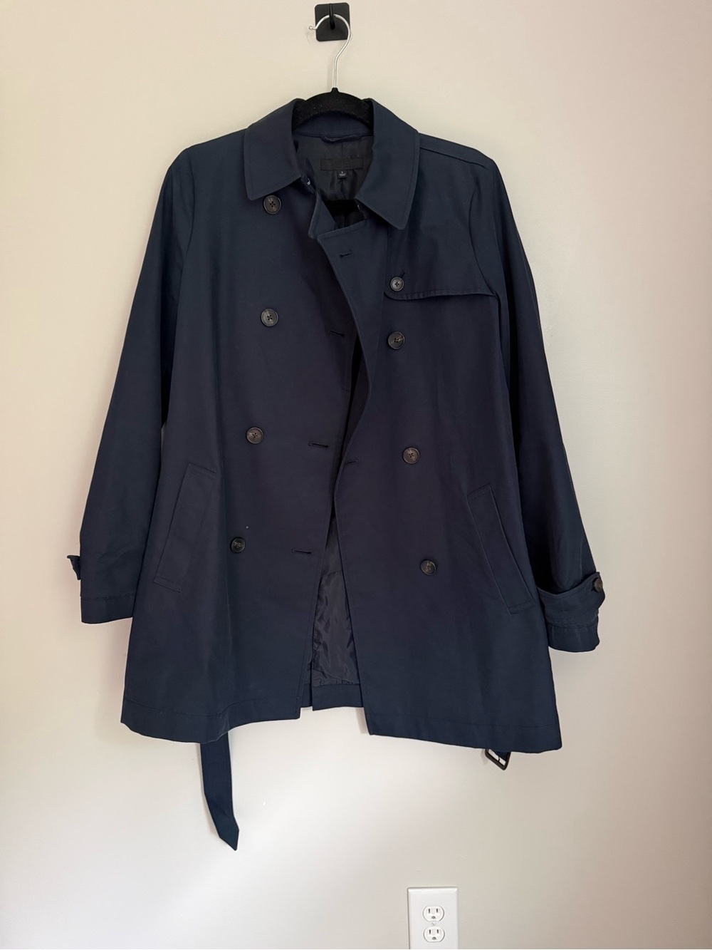 Uniqlo Navy Belted Trench Coat Jacket Size S